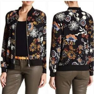 West Kei Floral Zip Up Bomber Jacket, Medium